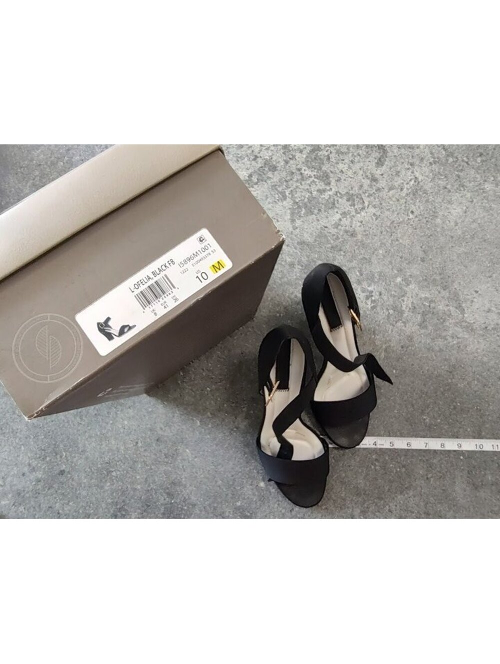 Franco Sarto L-Ofelia Black Fabric Block Heel Sandals Size 10 M
